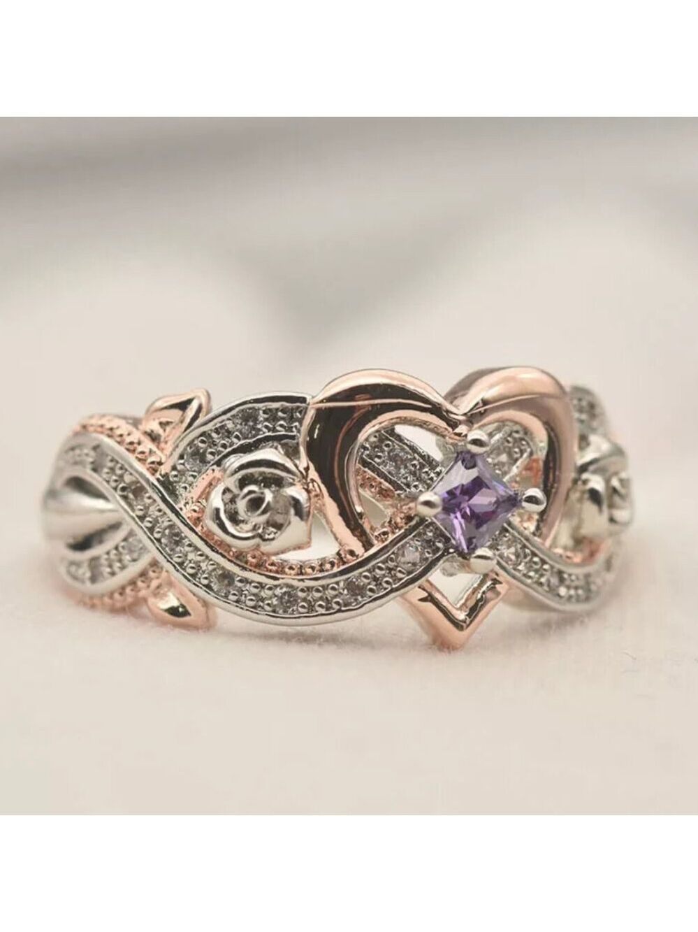 3P WEDDING PRINCESS CUT RING - Picture 3 of 5